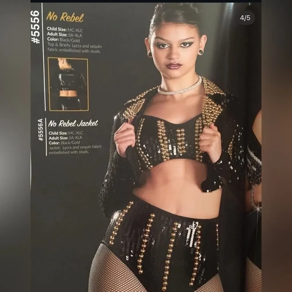 Glamour Dance solo dance costume mature sequin 5556 rocker goth 2 piece SA/MA